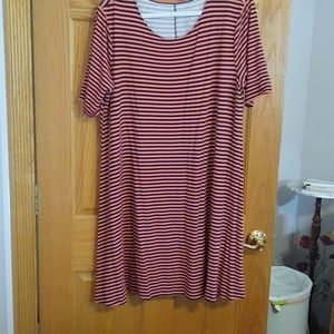 Orange and navy striped dress